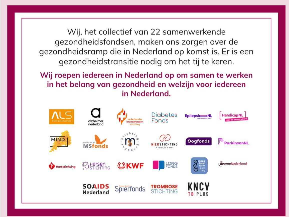 Afbeelding met tekst en de logo's van de 22 samenwerkende (zorg)partners